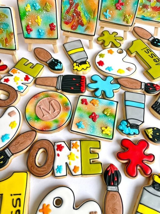 Paint Art Set Cookie Cutters - Set of 4 Cutters, Paint Palette Cookie Cutter, Paintbrush Cookie Cutter