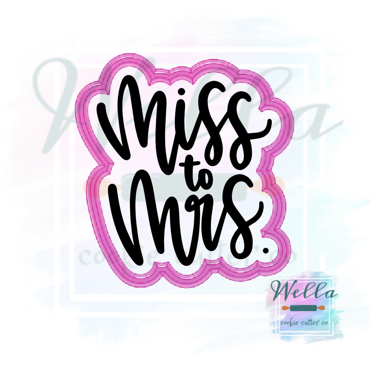 Miss to Mrs. Cookie Cutter with Optional Stencil, Bridal Shower Cookie Cutter, Bridal Cookie Cutter, Miss to Mrs Stencil