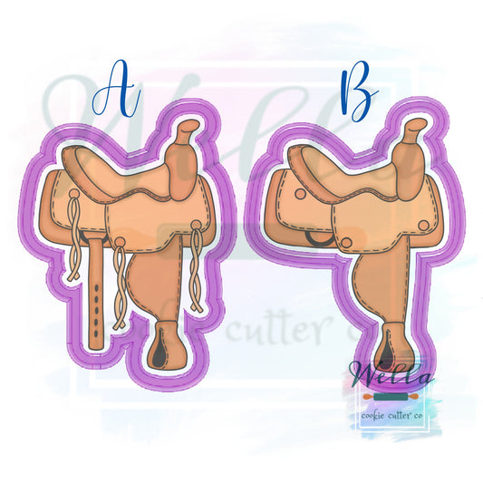 Western Saddle Cookie Cutter with Optional Stencil