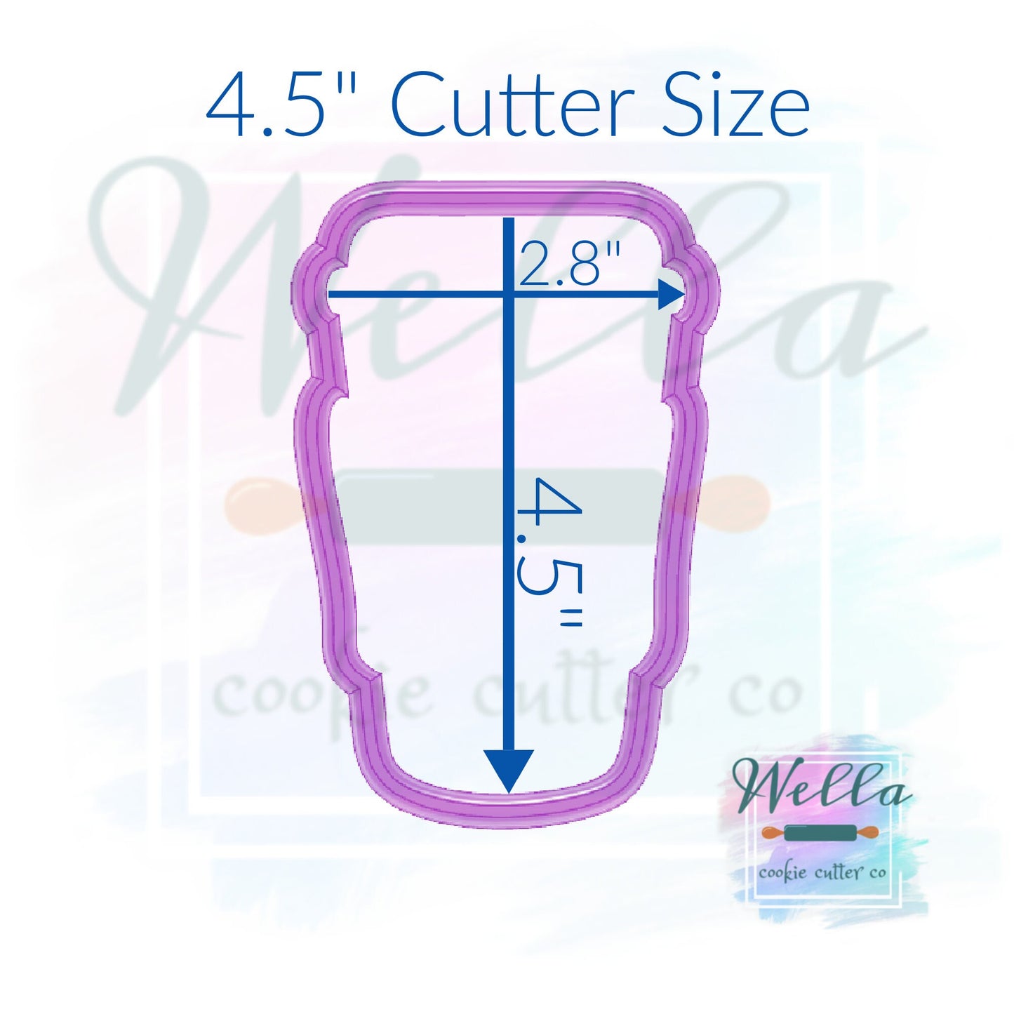 Knit Travel Cup Cookie Cutter with Optional Stencil