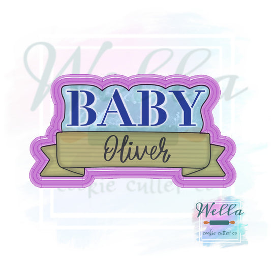 Baby Banner Plaque Cookie Cutter with Optional Stencil