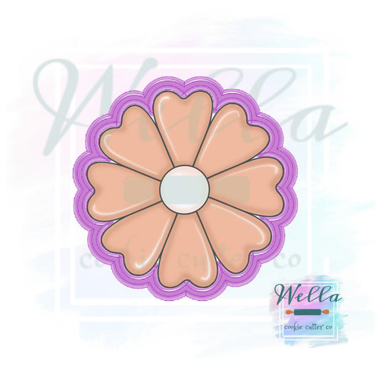 Daisy Flower with Heart Shaped Petals Cookie Cutter