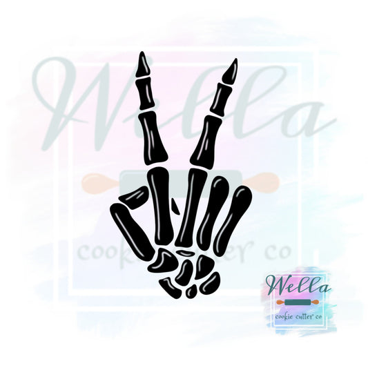 Skeleton Peace Cookie Cutter with Optional Stencil, Skeleton Hand Cookie Cutter, Halloween Cutter