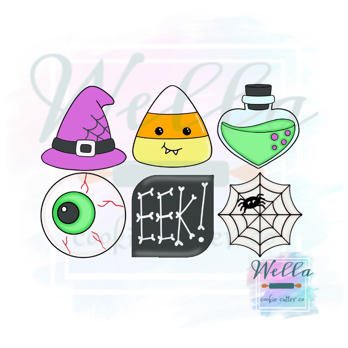 Halloween MINI Set Cookie Cutters - Set of 15 with Optional Stencils