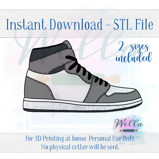 Digital STL File - Basketball Shoe Cookie Cutter - 2 Sizes: 4" & 4.5" - PNG File Included