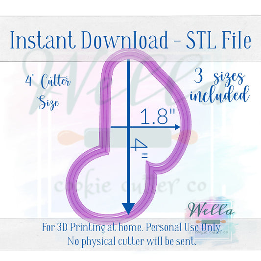 Digital STL File - Music Note Single Cookie Cutter - 3 Sizes: 3.5", 4" & 4.5" - PNG File Included.
