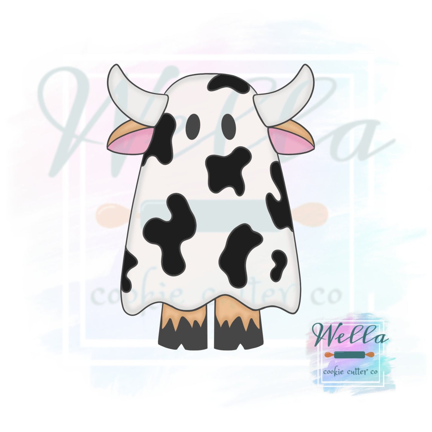 Ghost Cow Cookie Cutter with Optional Stencil