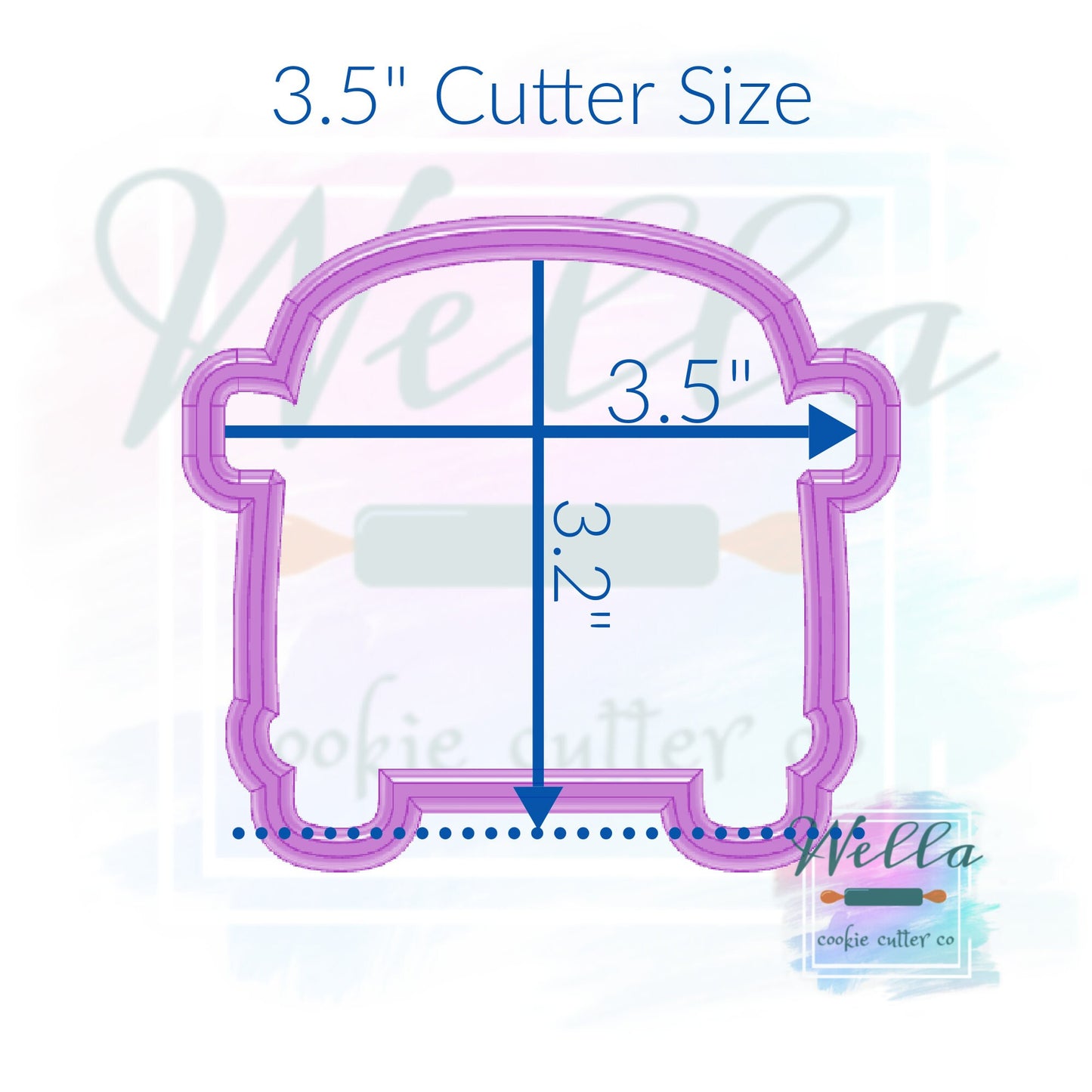 Hippie Van Front View Cookie Cutter