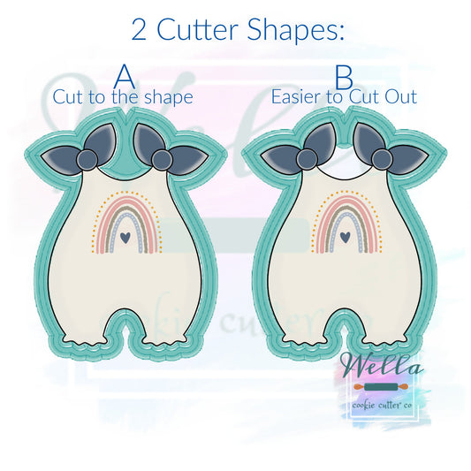 Baby Romper with Ties Cookie Cutter, Romper Cookie Cutter - 2 Shapes to Pick From