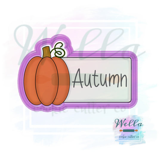 Pumpkin Name Plaque #2 Cookie Cutter, Pumpkin Place Holder Cookie Cutter