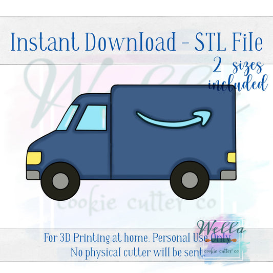 Digital STL File - Delivery Truck Cookie Cutter - 2 Sizes 4" & 4.5" - PNG File Included