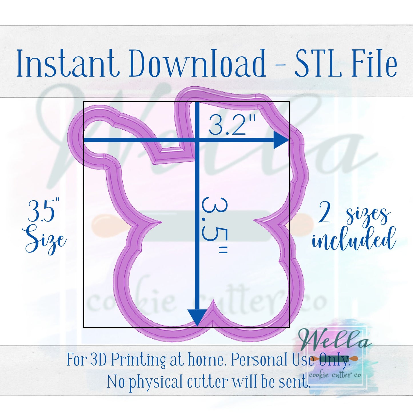 Digital STL File - Vintage Carriage Cookie Cutter - 2 Sizes 3.5" & 4"