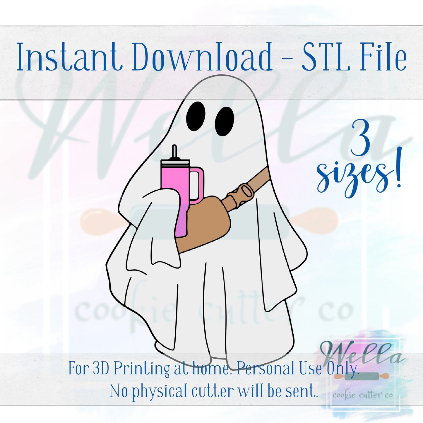 Digital STL File - Boo-jee Ghost Cookie Cutter - 3 Sizes Included 3.5", 4" & 4.5"