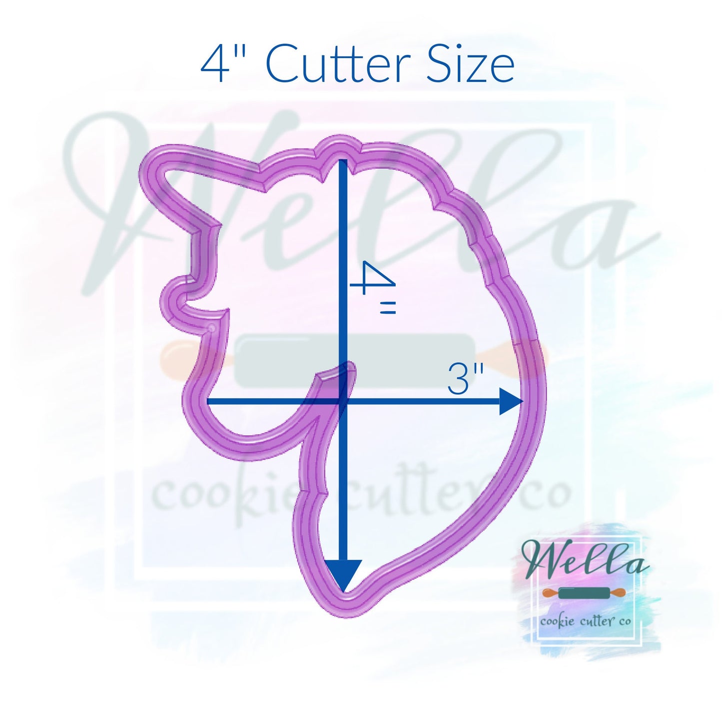 Unicorn Head Cookie Cutter with Optional Stencil