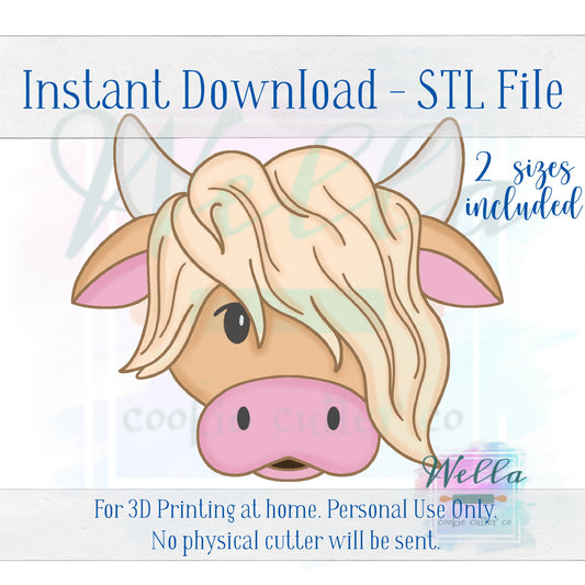 Digital STL File - Highland Face Cookie Cutter - 2 Sizes Included 3.5" & 4"