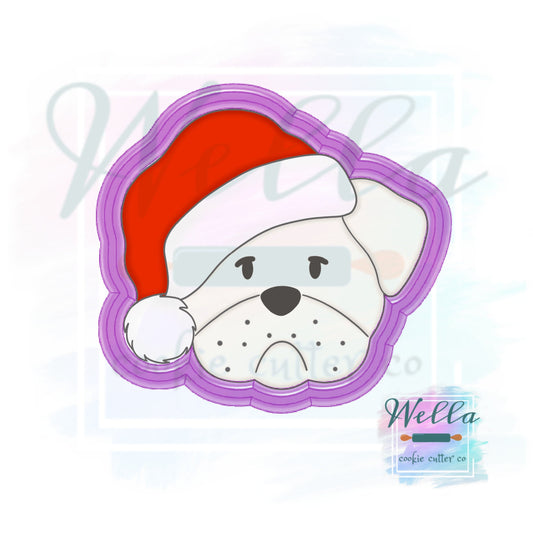 Bulldog with Santa Hat Cookie Cutter