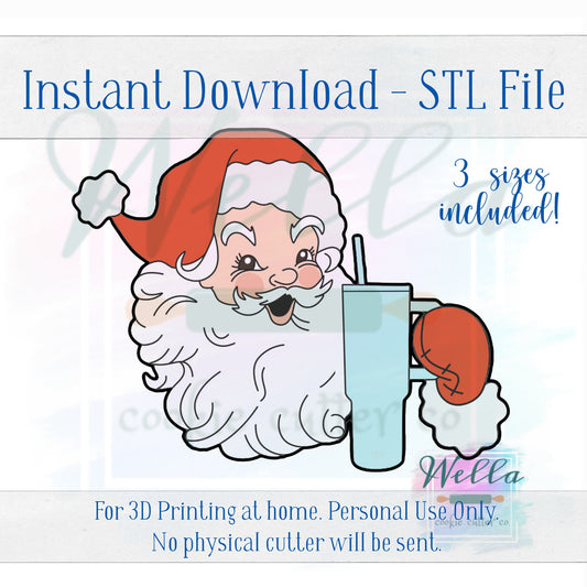 Digital STL File - Bougie Santa Cookie Cutter - 3 Sizes Included 3.5", 4" & 4.5"