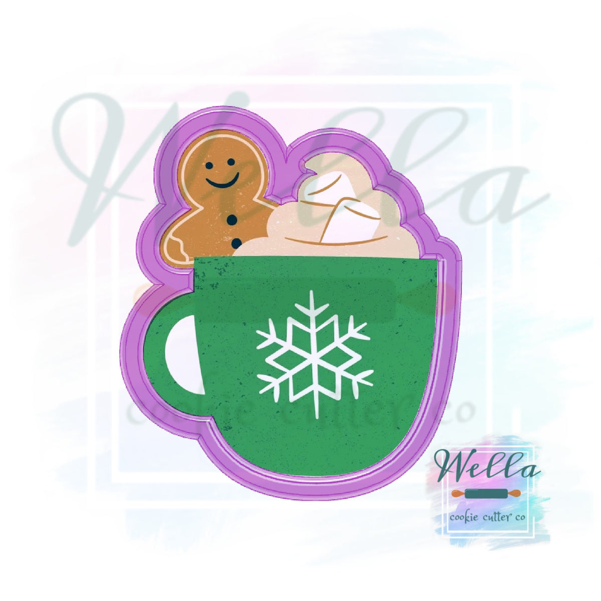 Gingerbread Man in Cup Cookie Cutter, Christmas Mug with Gingerbread Man Cookie Cutter