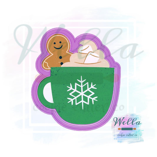 Gingerbread Man in Cup Cookie Cutter, Christmas Mug with Gingerbread Man Cookie Cutter
