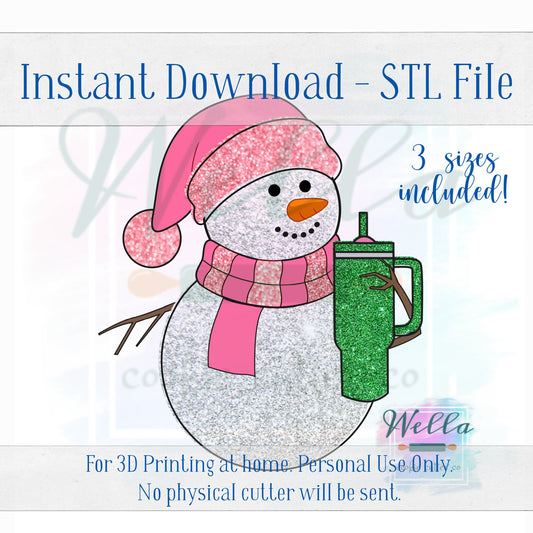 Digital STL File - Bougie Snowman Cookie Cutter - 3 Sizes Included 3.5", 4" & 4.5"