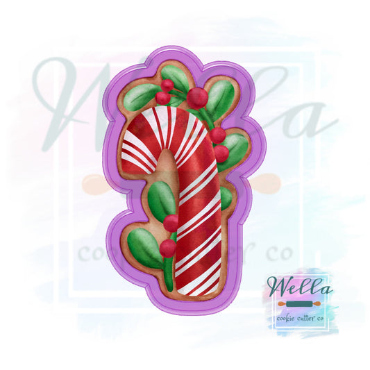 Candy Cane with Greenery Cookie Cutter