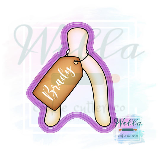 Wishbone with Name Tag Cookie Cutter, Thanksgiving Cookie Cutter, Place Holder Cookie Cutter