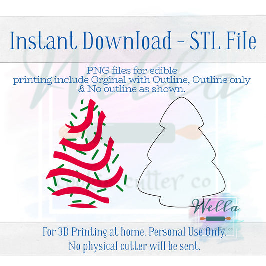 Digital STL File - Christmas Tree Cake Cookie Cutter - 6 Sizes Included 2", 2.5", 3", 3.5" 3.75" & 4" PLUS PNG's for Edible Printing