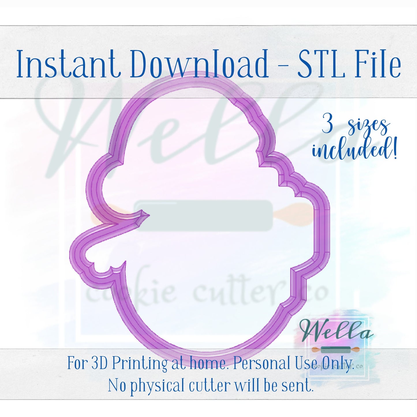 Digital STL File - Bougie Snowman Cookie Cutter - 3 Sizes Included 3.5", 4" & 4.5"