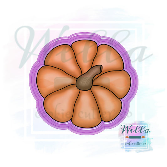 Pumpkin Top View Cookie Cutter with Optional Stencil, Fall Cookie Cutter