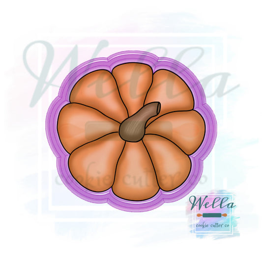 Pumpkin Top View Cookie Cutter with Optional Stencil, Fall Cookie Cutter