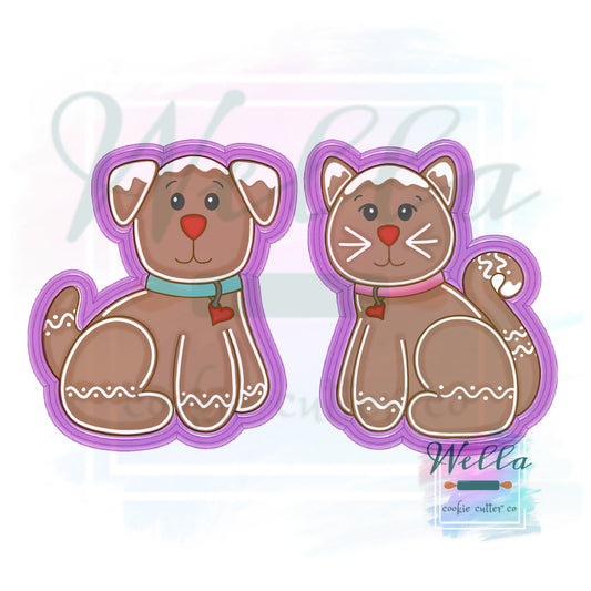 Gingerbread Pet Set Cookie Cutters, Gingerbread Dog and Cat Cookie Cutters