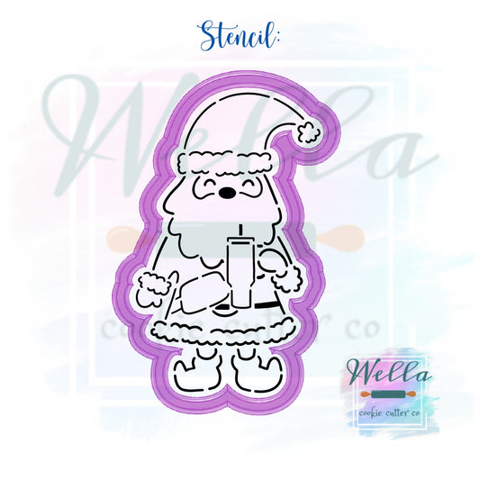 Bougie Santa Full Body Cookie Cutter with Optional Stencil