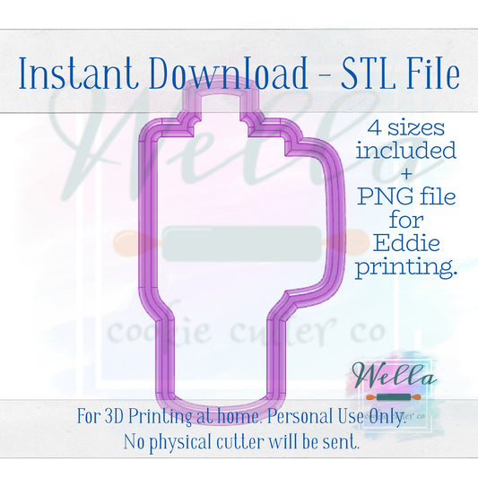 Digital STL File - Tumbler Cookie Cutter - 4 Sizes Included 4", 4.5", 5" and 5.5" - High Resolution File for Edible Printing