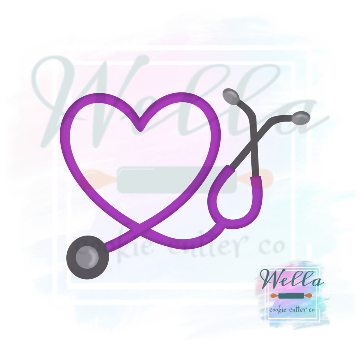 Stethoscope Heart Cookie Cutter with Optional Stencil