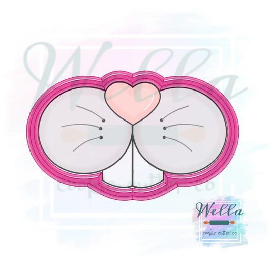 Bunny Heart Nose Cookie Cutter with Optional Stencil