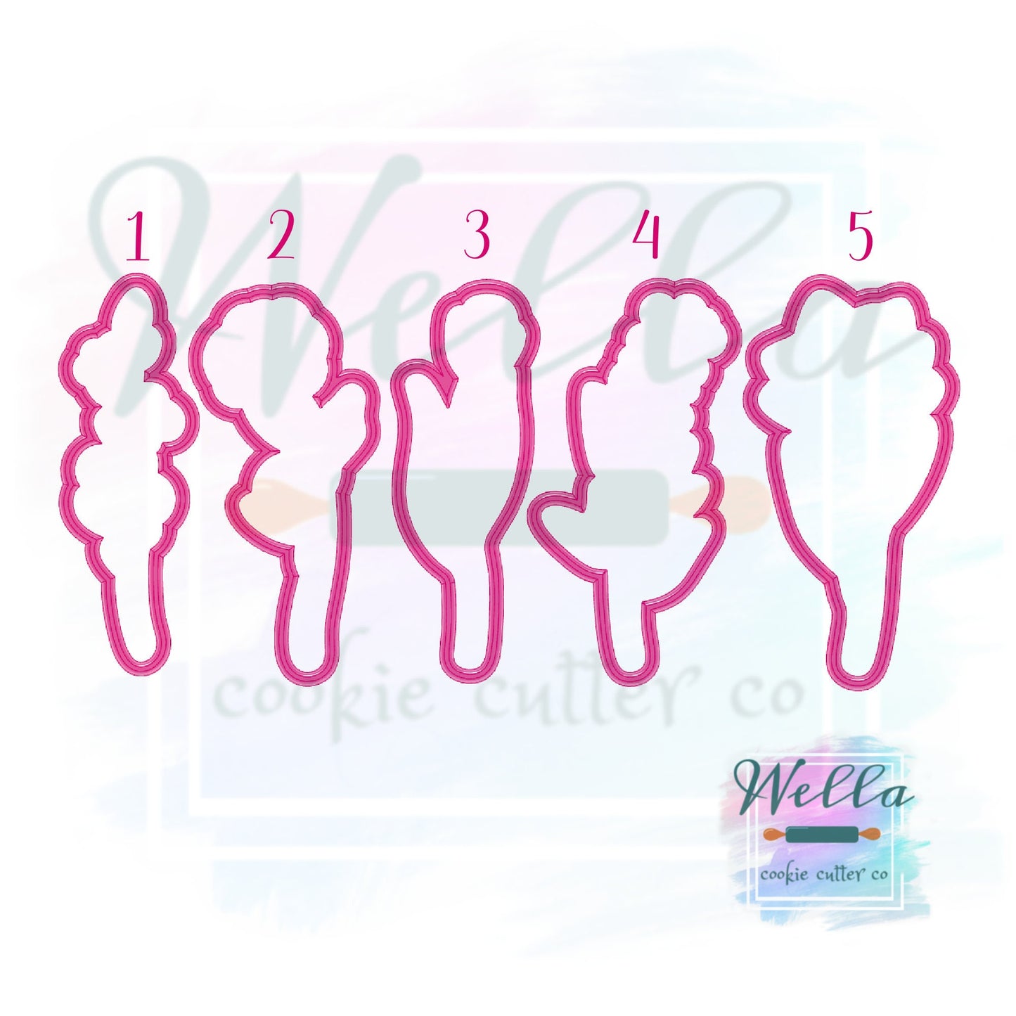 Long Stem 6.5" Floral Set Cookie Cutters