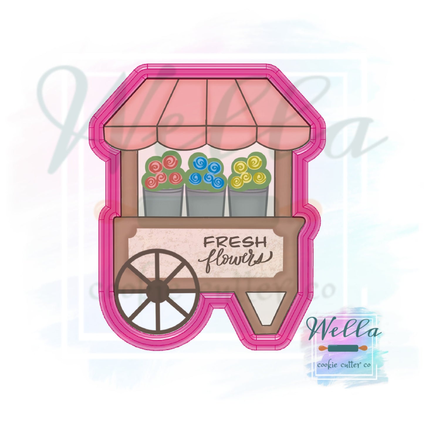 Market Cart #1 Cookie Cutter, Market Sale Stand Cookie Cutter