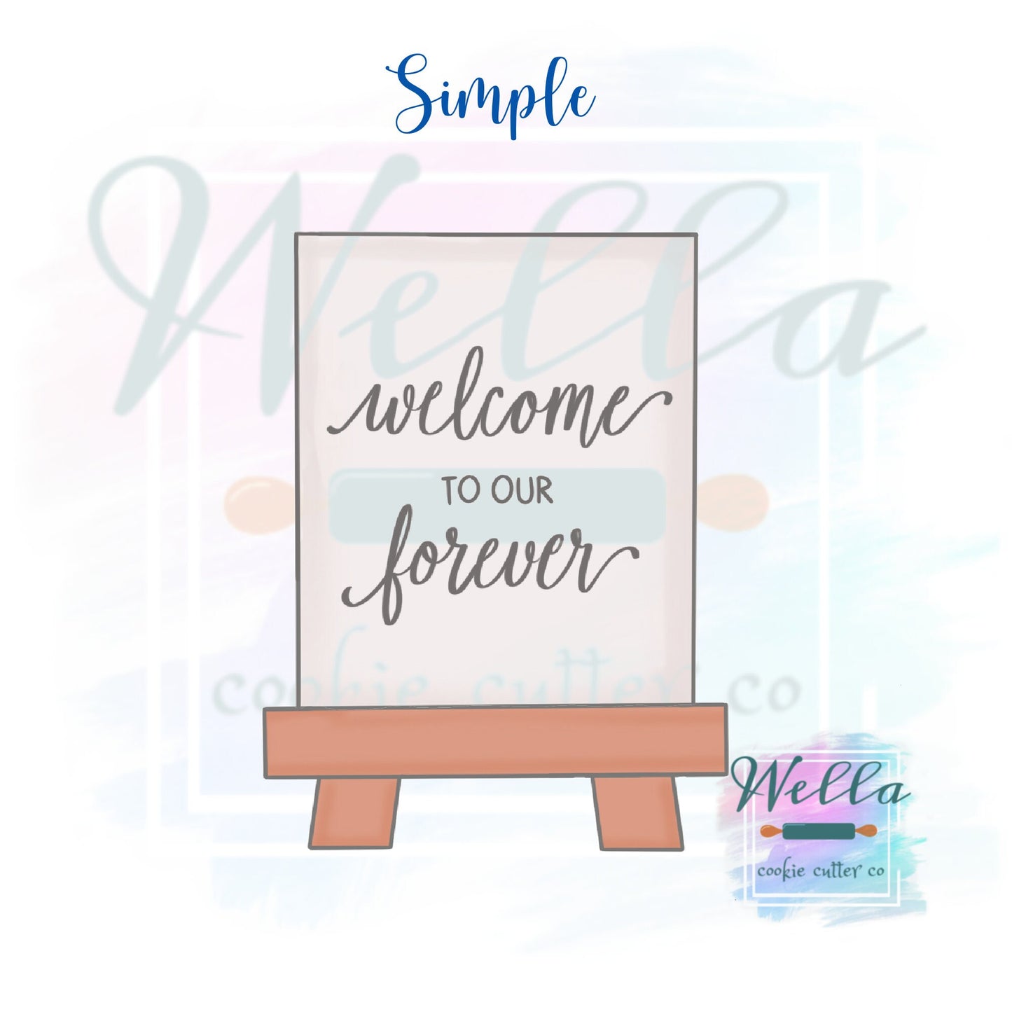 Wedding Sign #1 Cookie Cutter with or without florals, Wedding Easel Cookie Cutter