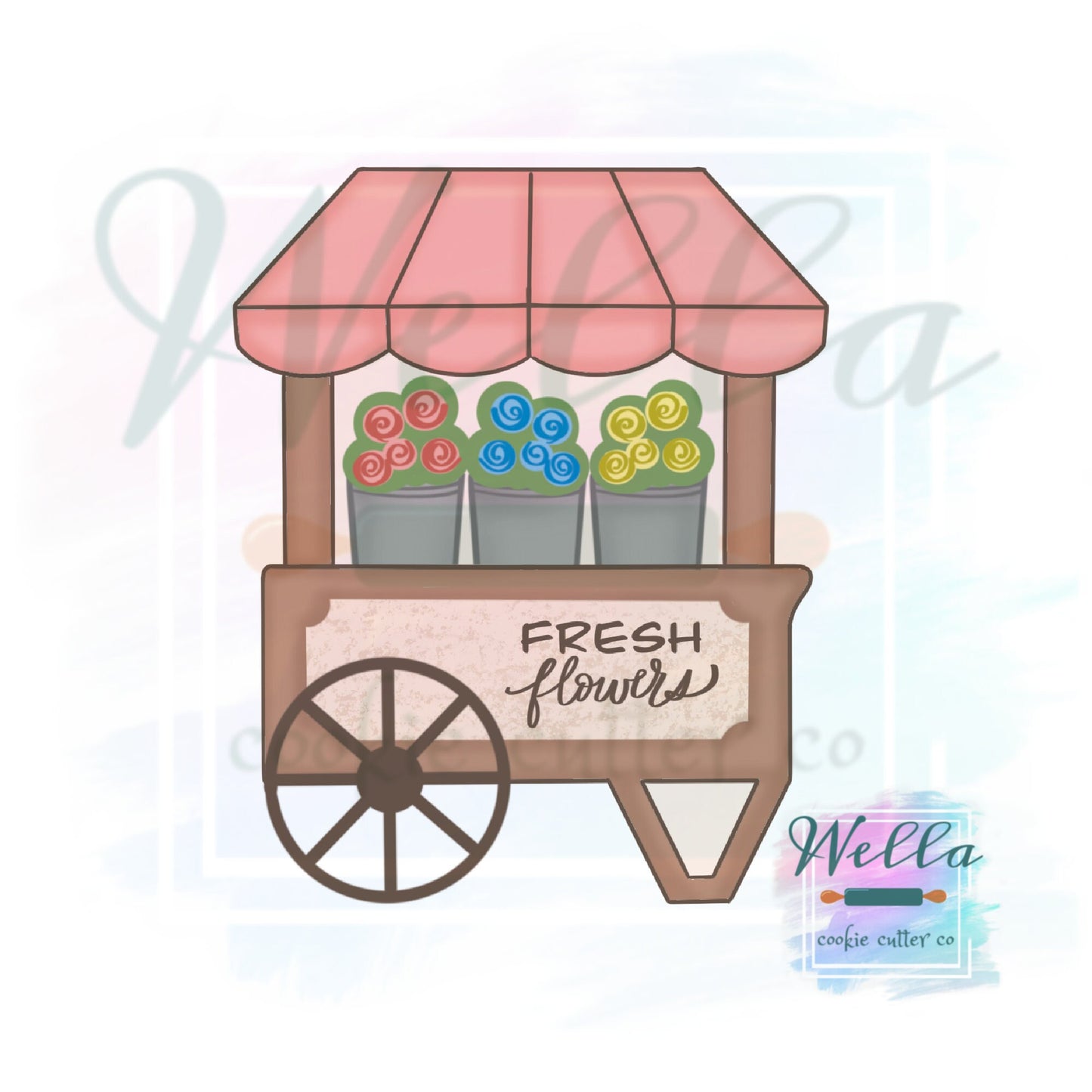 Market Cart #1 Cookie Cutter, Market Sale Stand Cookie Cutter