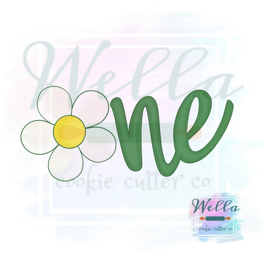 Daisy One Cursive Cookie Cutter with Optional Stencil