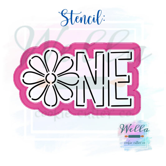 Daisy ONE Block Lettering Cookie Cutter with Optional Stencil