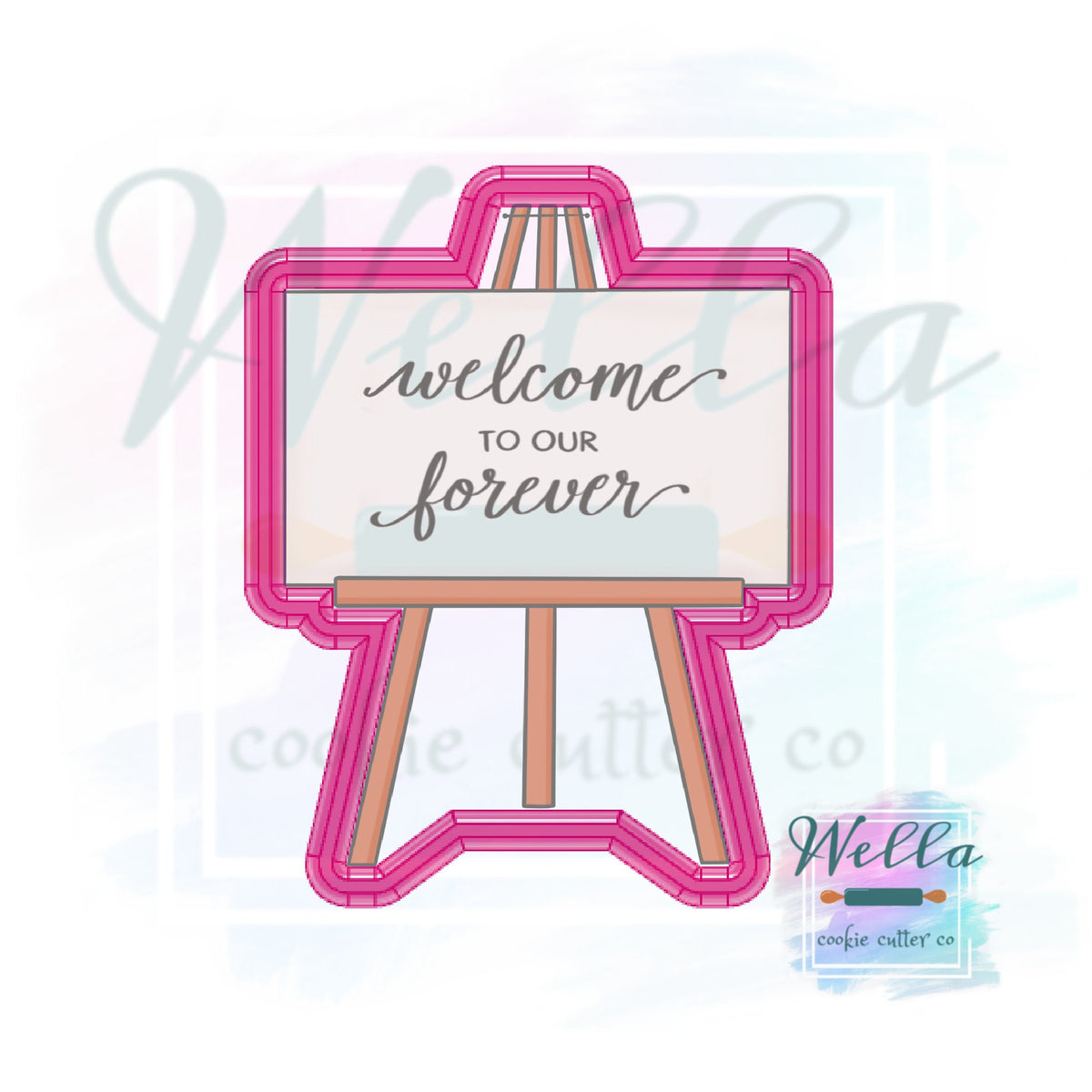 Wedding Sign #2 Cookie Cutter with or without florals, Wedding Easel Cookie Cutter