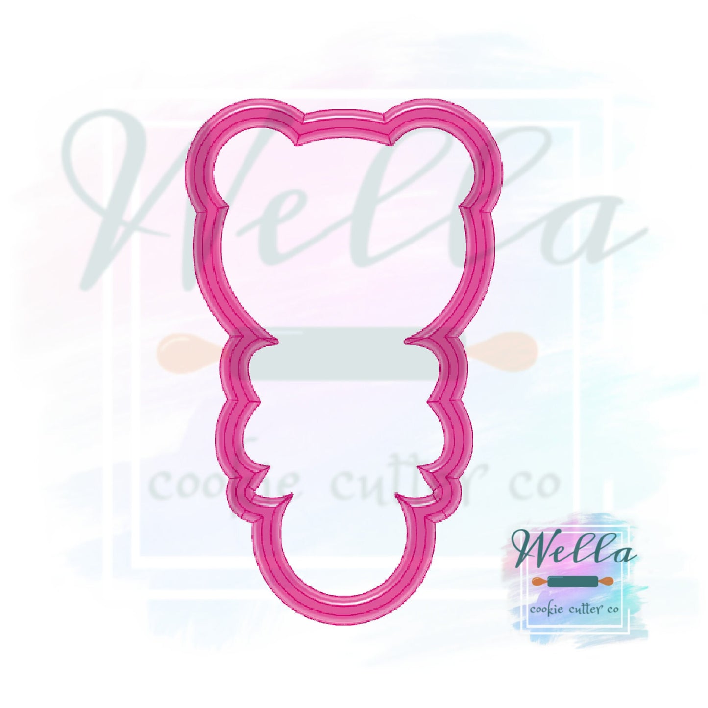 Baby Bear Rattle Cookie Cutter with Optional Stencil
