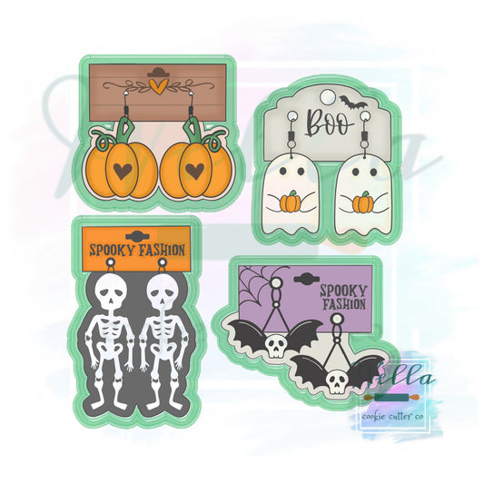 Spooky Earrings Set - Set of 4 Cookie Cutters, Halloween Cookie Cutters