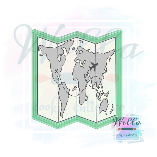 Folded Map Cookie Cutter, Travel Cookie Cutter