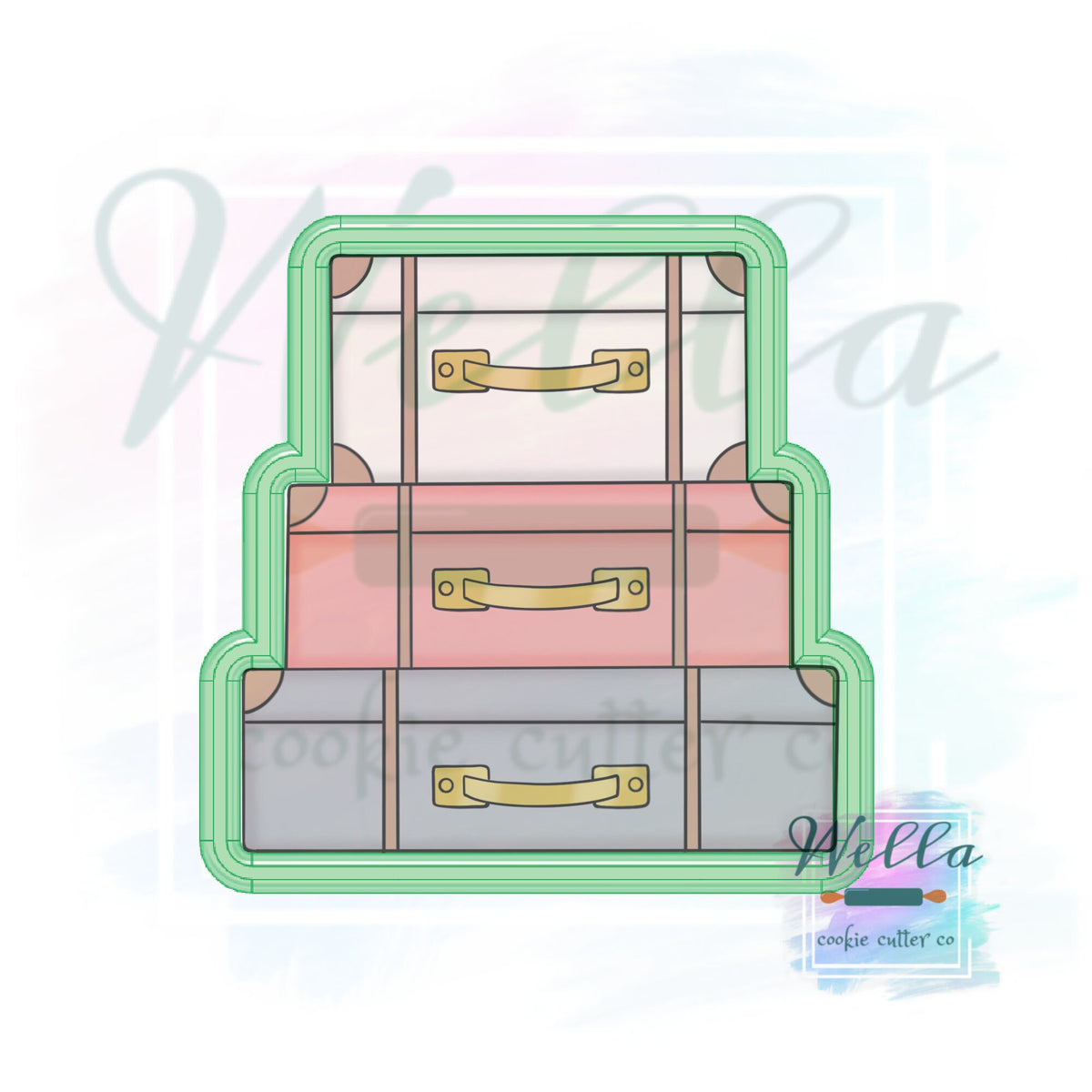Stacked Suitcases Cookie Cutter, Travel Cookie Cutter