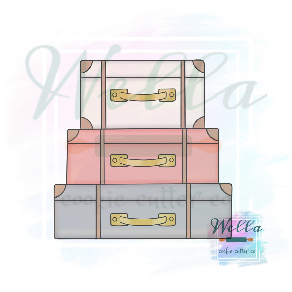 Stacked Suitcases Cookie Cutter, Travel Cookie Cutter