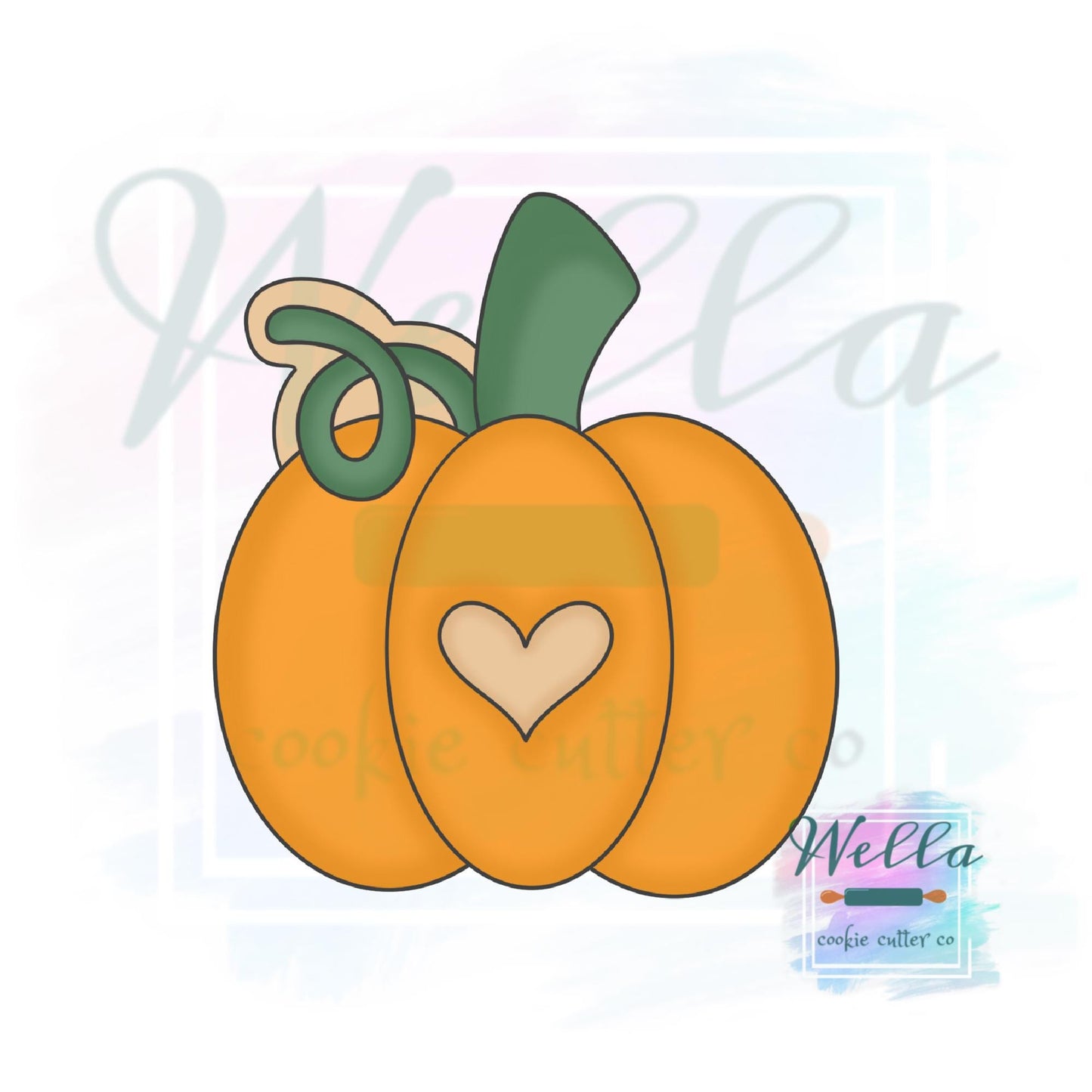 Pumpkin with Heart Cookie Cutter with or without Heart Cut Out