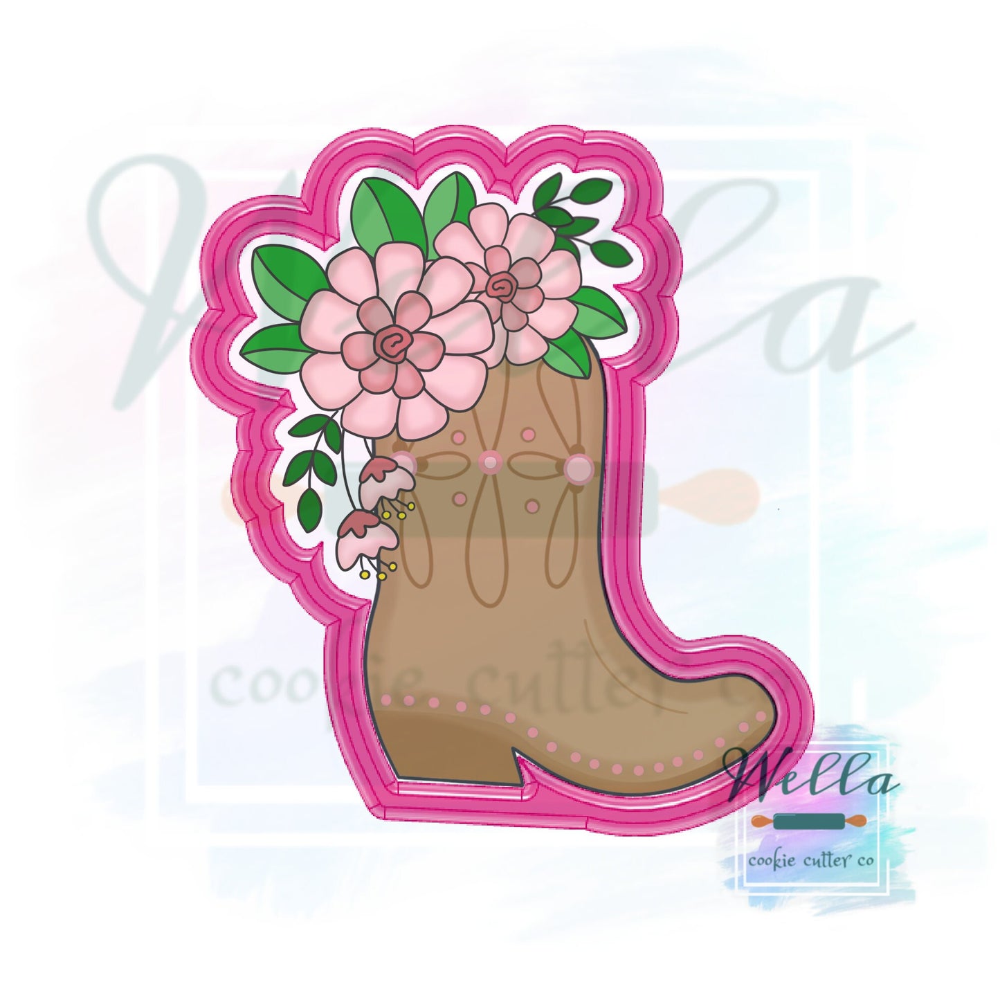 Floral Cowgirl Hat and Boot Cookie Cutters