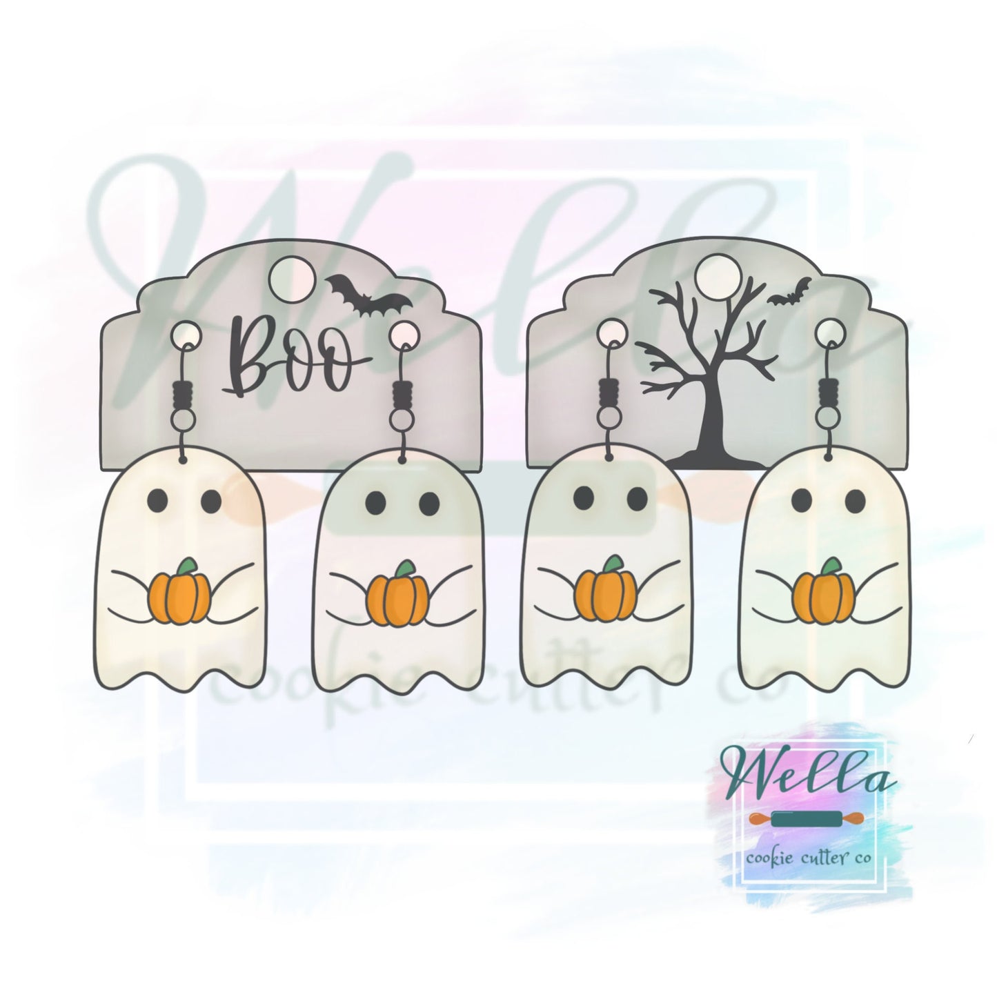 Spooky Earrings Set - Set of 4 Cookie Cutters, Halloween Cookie Cutters